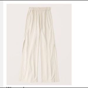 Abercrombie cream wide leg linen pants